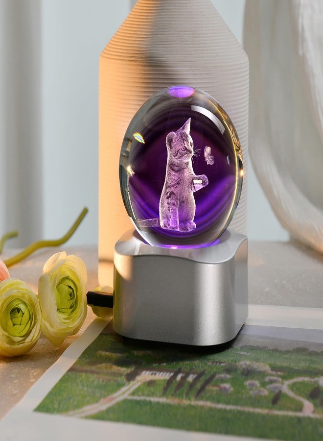 IFOLAINA 3D Cat Spinning Crystal Ball Cat Lovers Gifts for Women Decorative Kitten Globes Crystal Kitten Sphere Gifts for Girl Her Birthday Gifts for Daughters - Image 4