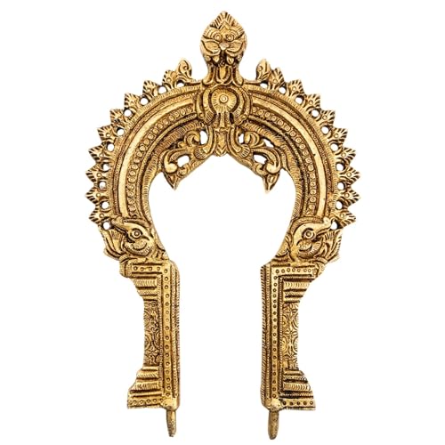 Bhunes Brass Small Prabhavali Frame – Wall Hanging Decorative Arch for Home Temple | Traditional Prabhawali, Prabhaval, Kirtimukha Pooja Decor, Gold, 7.5 Inch, 1 Piece - Image 2