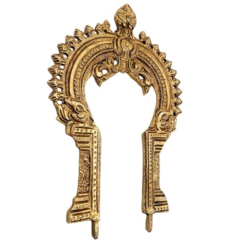 Bhunes Brass Small Prabhavali Frame – Wall Hanging Decorative Arch for Home Temple | Traditional Prabhawali, Prabhaval, Kirtimukha Pooja Decor, Gold, 7.5 Inch, 1 Piece - Image 3