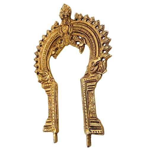 Bhunes Brass Small Prabhavali Frame – Wall Hanging Decorative Arch for Home Temple | Traditional Prabhawali, Prabhaval, Kirtimukha Pooja Decor, Gold, 7.5 Inch, 1 Piece - Image 4
