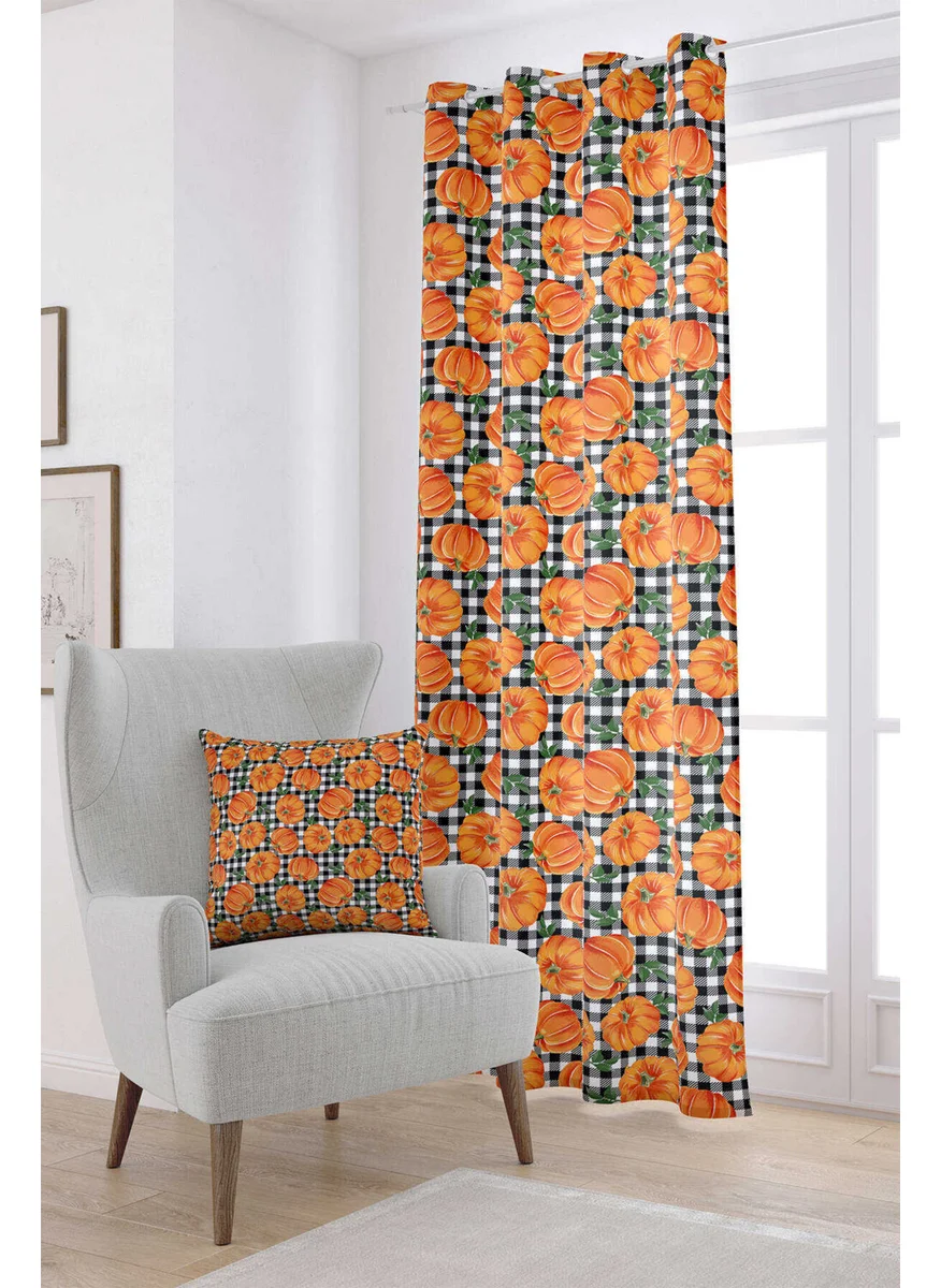 Cango Home Orange Halloween Pumpkin Patterned Digital Printed Curtain CGH751-PR