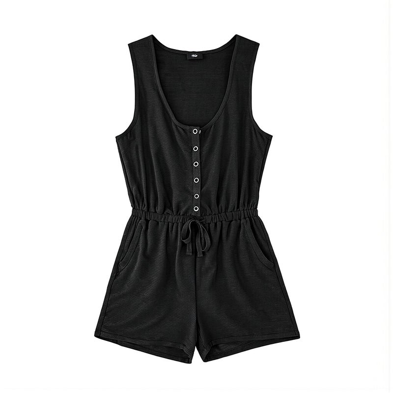 Womens Summer Romper Casual Sleeveless Short Jumpsuit for Beach Travel Lounging - Image 1