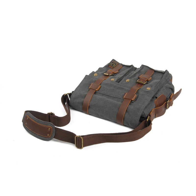 Mukawa Cloth Bag Retro Canvas With Crazy Horse Leather Messenger Bag For Men And Women Single Shoulder Casual Shoulder Bag - Image 5