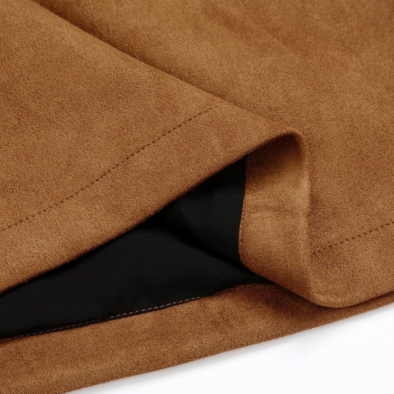 IDEALSANXUN Brown Suede Skirts for Women 2025 Fall Winter Fashion Outfits Corduroy Velvet High Waisted Bodycon Pencil Short Mini Skirt Casual Business Work Clothes(Suede Brown, M) - Image 5