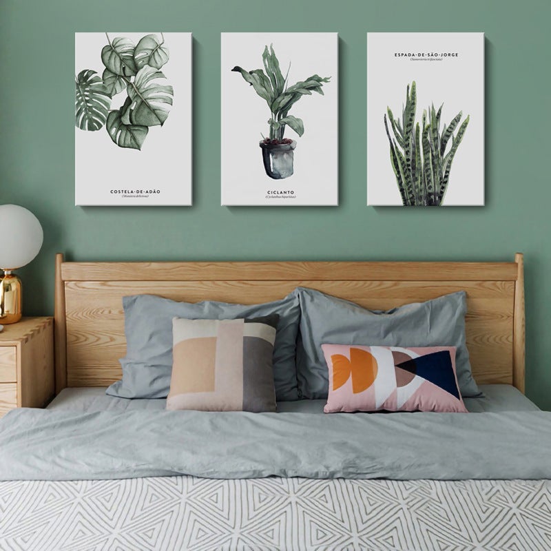 Living Room Decorative Painting Modern Simple Nordic Fresh Green Plant Leaves Restaurant Hanging Painting Apartment Homestay Mural Frameless Painting - Image 5