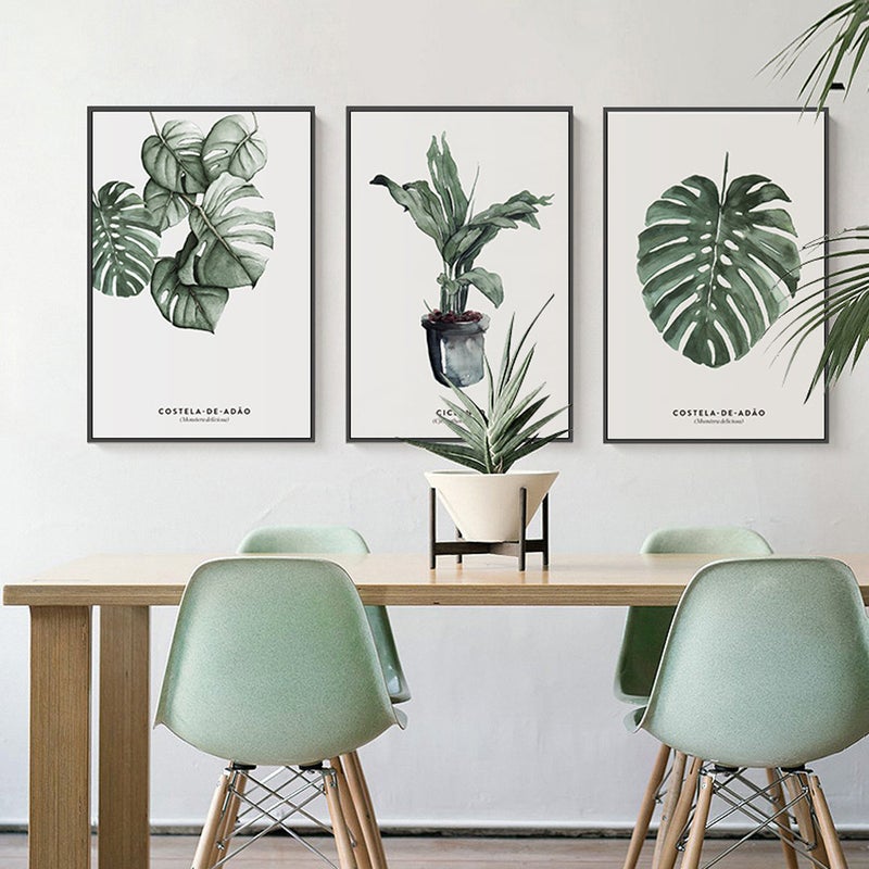 Living Room Decorative Painting Modern Simple Nordic Fresh Green Plant Leaves Restaurant Hanging Painting Apartment Homestay Mural Frameless Painting - Image 2