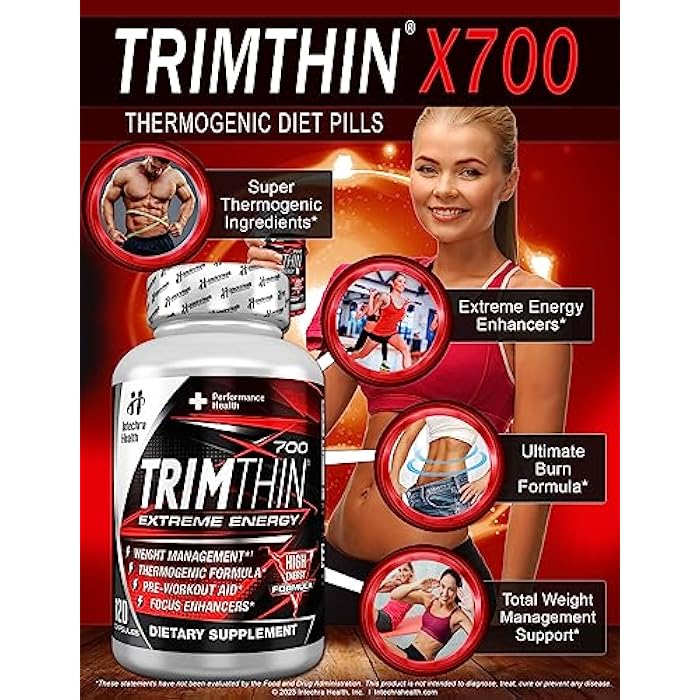TrimThin® X700 Thermogenic Diet Pills with Maximum Energy Manufactured in USA 120 Capsules - Image 3
