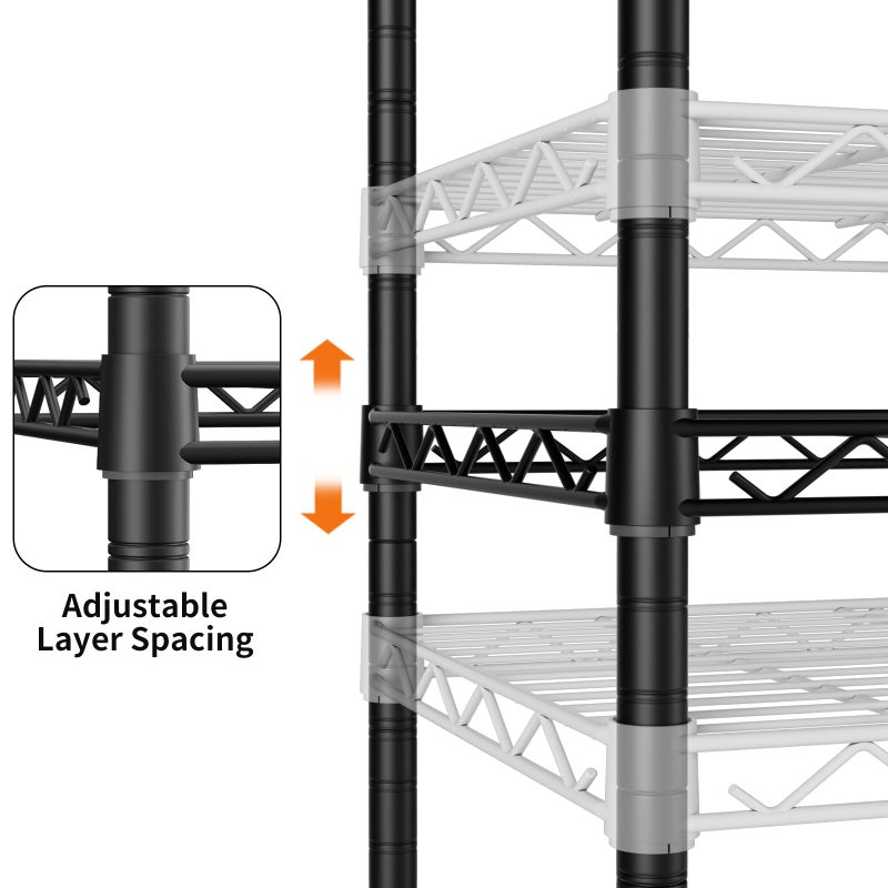 SINGAYE 4 Small Shelves Storage Shelf Wire Shelving Unit Metal Shelf Adjustable Organizers Storage Shelving with Wheels for Bathroom Laundry Room Kitchen Pantry11.5â€D x 17.5â€W x 30.5â€H Black - Image 3