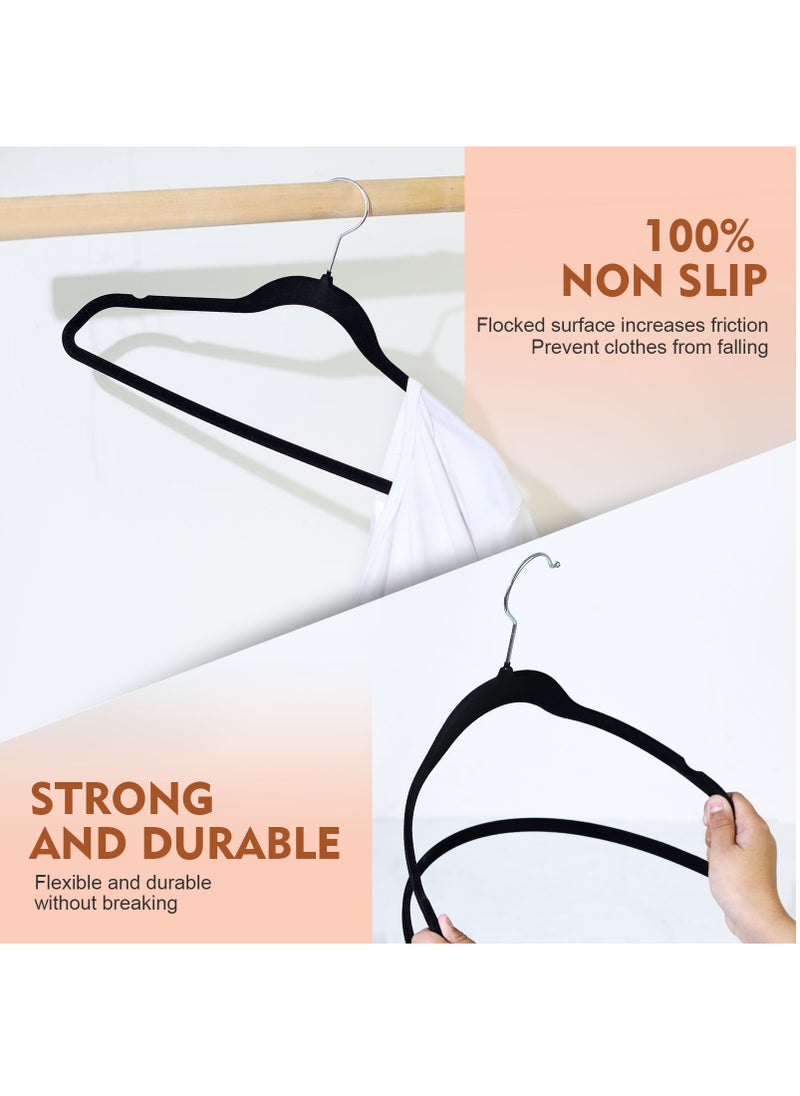 SKY-TOUCH - 20Pcs Non Slip Felt Hangers Space Saving Clothes Hanger Velvet Hanger Heavy Duty Adult Hanger For Coat Suit  Black - Image 1