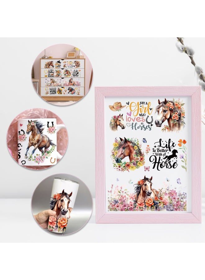 Rngmsi UV DTF Cup Wrap - 10 Sheets Horse UV DTF Cup Wraps for 16 oz Butterfly Flower Uvdtf Cup Wraps Waterproof Horse Riding Personalized UV DTF Wrap Stickers for Glass Cups Wood Crafts - Image 5