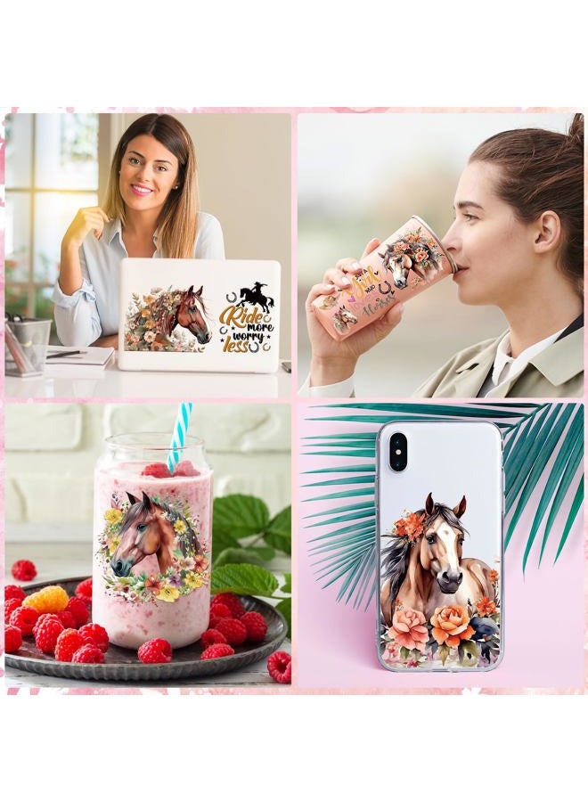 Rngmsi UV DTF Cup Wrap - 10 Sheets Horse UV DTF Cup Wraps for 16 oz Butterfly Flower Uvdtf Cup Wraps Waterproof Horse Riding Personalized UV DTF Wrap Stickers for Glass Cups Wood Crafts - Image 4