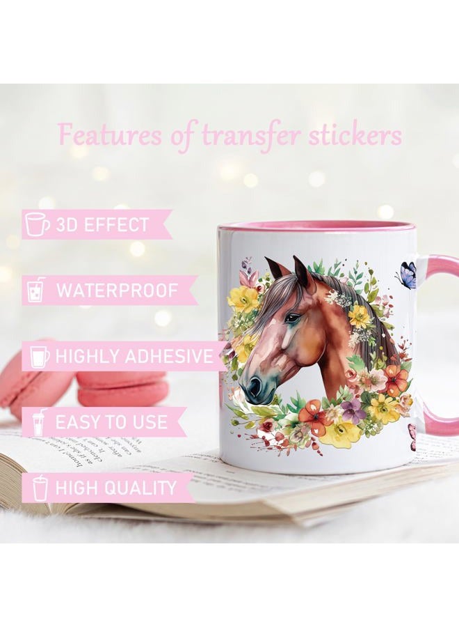 Rngmsi UV DTF Cup Wrap - 10 Sheets Horse UV DTF Cup Wraps for 16 oz Butterfly Flower Uvdtf Cup Wraps Waterproof Horse Riding Personalized UV DTF Wrap Stickers for Glass Cups Wood Crafts - Image 3