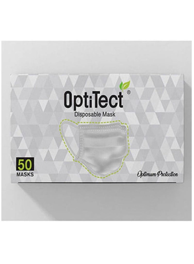 OptiTect 50 Pieces 3 Ply Disposable Face Mask White - Image 3
