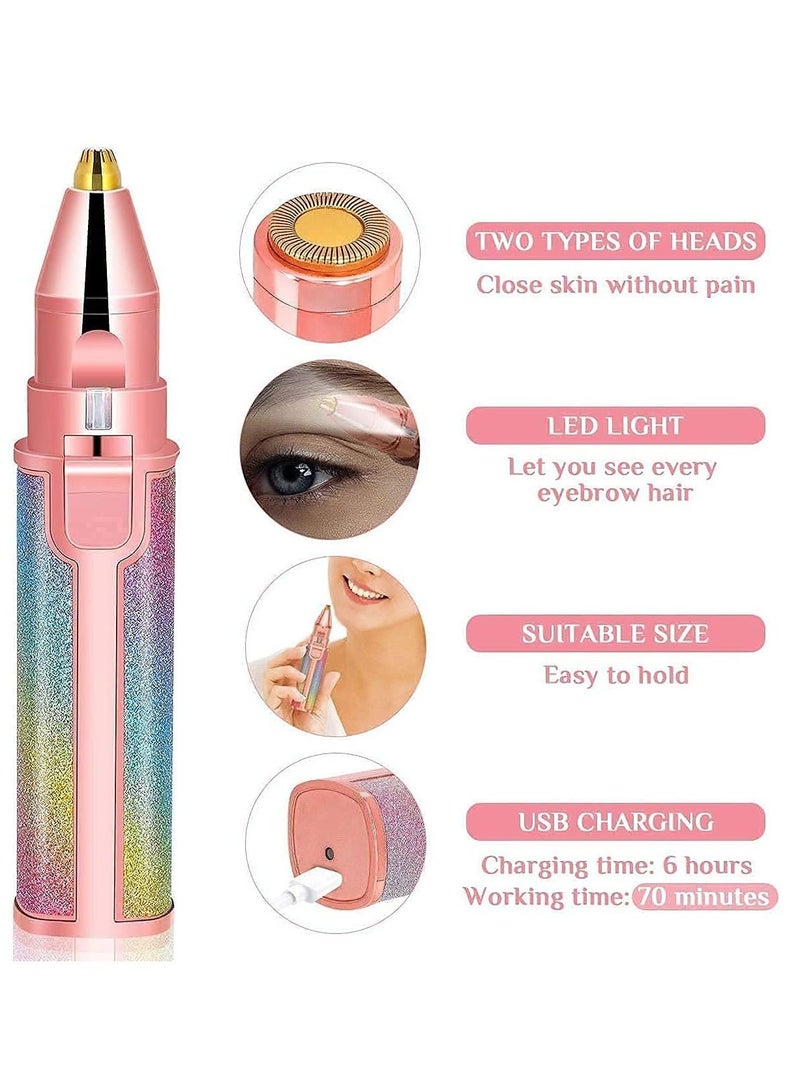 Rechargeable Eyebrow Trimmer & Facial Hair Remover, 2 in 1 Painless Eyebrow Razor Facial Hair Remover, Eyebrow Lips Nose Body Hair Removal Razor For Women - Image 5