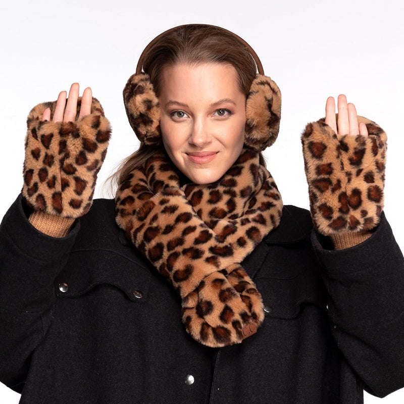 Cc Women Thick Faux Fur - Sherpa Fleece Lined Warm Winter Mittens - Image 3