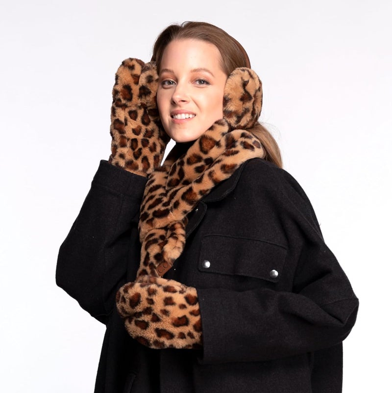 Cc Women Thick Faux Fur - Sherpa Fleece Lined Warm Winter Mittens - Image 2