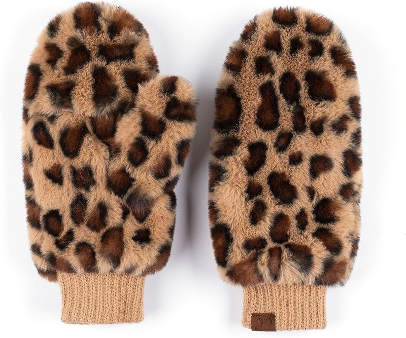 Cc Women Thick Faux Fur - Sherpa Fleece Lined Warm Winter Mittens - Image 1