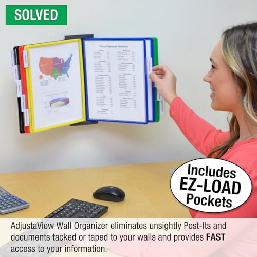 Ultimate Office AdjustaView 10-Pocket Wall Reference Organizer with Easy-Load Pockets and Mounting Screws - Image 3