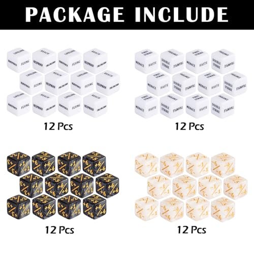 LAMJAM 48 Pieces Abilities Keywords Counter Dice Plus One MTG Dice Counters Set Creature +1 Tokens for MTG, TCG, Magic Card Games Accessories - Image 2