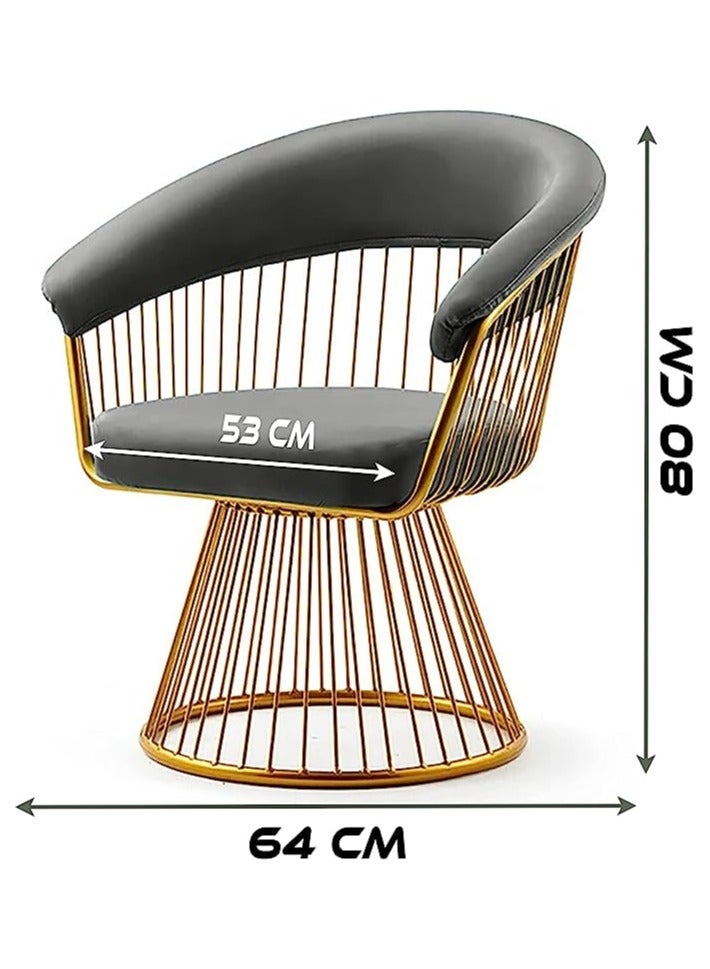 Ripple FURNITURE كرسي ذراع دوار مخملي معدني ذهبي - Image 2