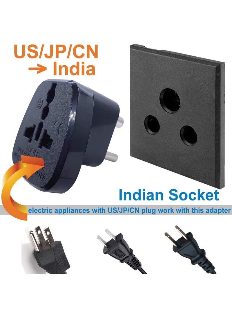 Type D Round Pins Travel Plug Adapter with Ground and Safety Shutter UAE EU DE US JP CN UK Plug Suitable for India Nepal Pakistan Socket Indian Plug 3 Pieces - Image 5