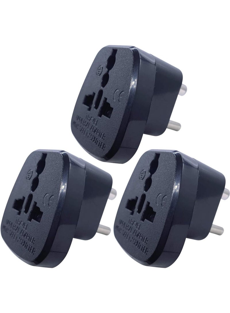 Type D Round Pins Travel Plug Adapter with Ground and Safety Shutter UAE EU DE US JP CN UK Plug Suitable for India Nepal Pakistan Socket Indian Plug 3 Pieces - Image 1
