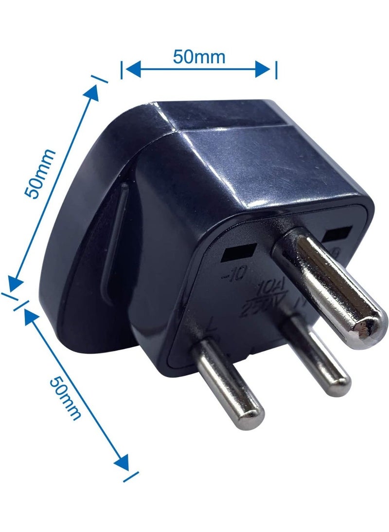 Type D Round Pins Travel Plug Adapter with Ground and Safety Shutter UAE EU DE US JP CN UK Plug Suitable for India Nepal Pakistan Socket Indian Plug 3 Pieces - Image 2