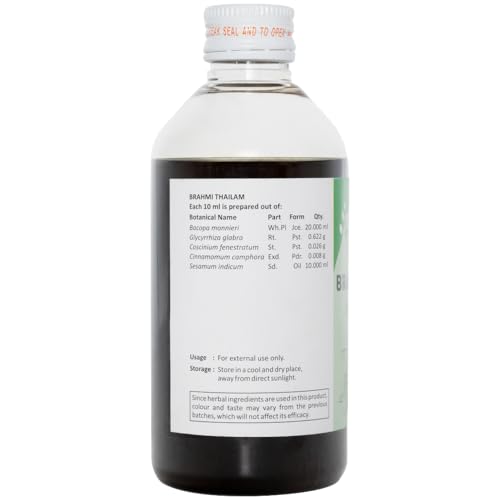 Sitaram Ayurveda Brahmi Tailam | Ayurvedic Hair & Head Care with Herbal Extracts & Sesame Oil | Supports Calm Mind, Sleep Quality & Scalp Nourishment | Helps Reduce Dryness & Maintain Scalp Health | 200 ml - Image 3