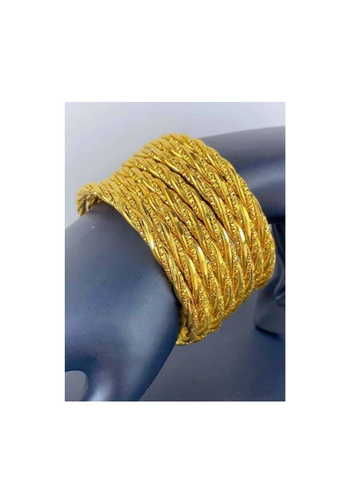Bridal 22K Gold Plated Bracelet Middle East Jewellery Women's Wedding Bracelet Multilayer Golden Bangle - Image 2