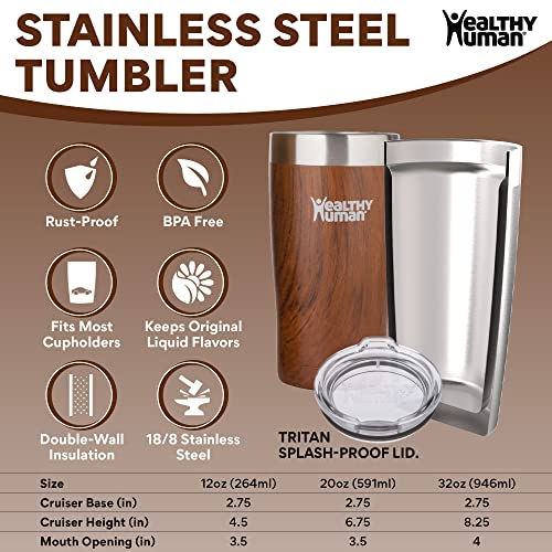 Healthy Human Stainless Steel Tumbler with Straw and Lid, Splash Proof Insulated Travel Cruiser Cup, Coffee Tumblers & Straws Cleaner for Kids & Adults, Camping, Hiking, Outdoor, 12 oz, Harvest Maple - Image 5