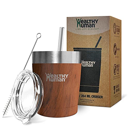 Healthy Human Stainless Steel Tumbler with Straw and Lid, Splash Proof Insulated Travel Cruiser Cup, Coffee Tumblers & Straws Cleaner for Kids & Adults, Camping, Hiking, Outdoor, 12 oz, Harvest Maple - Image 1