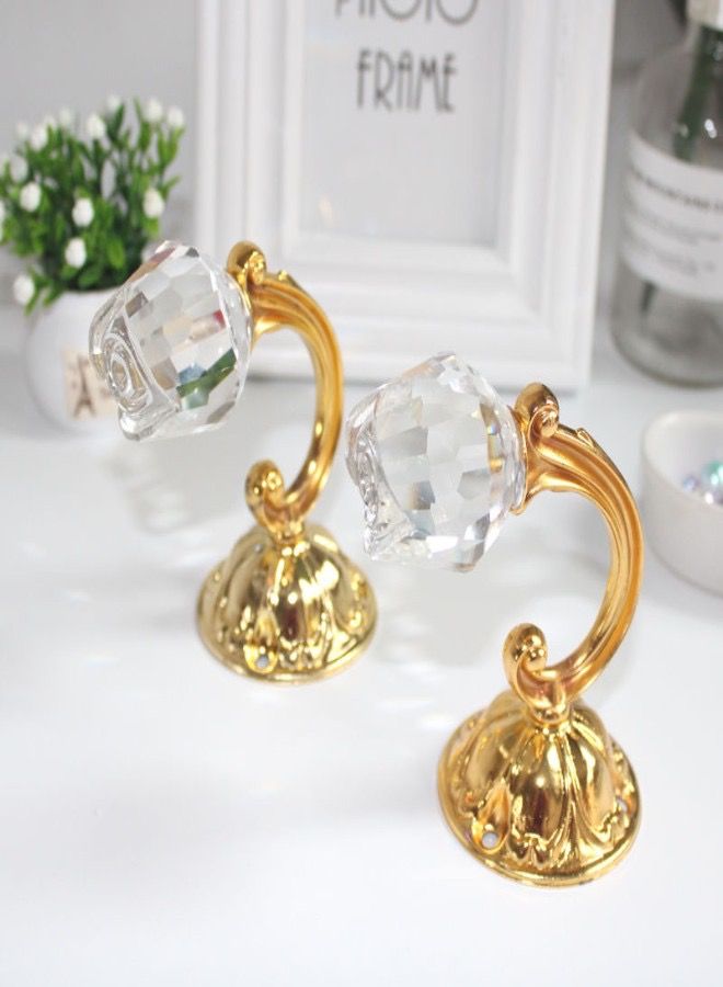 Golden Homee قطعتان من خطافات الحائط لتزيين حامل الستارة الكريستال  - Image 1