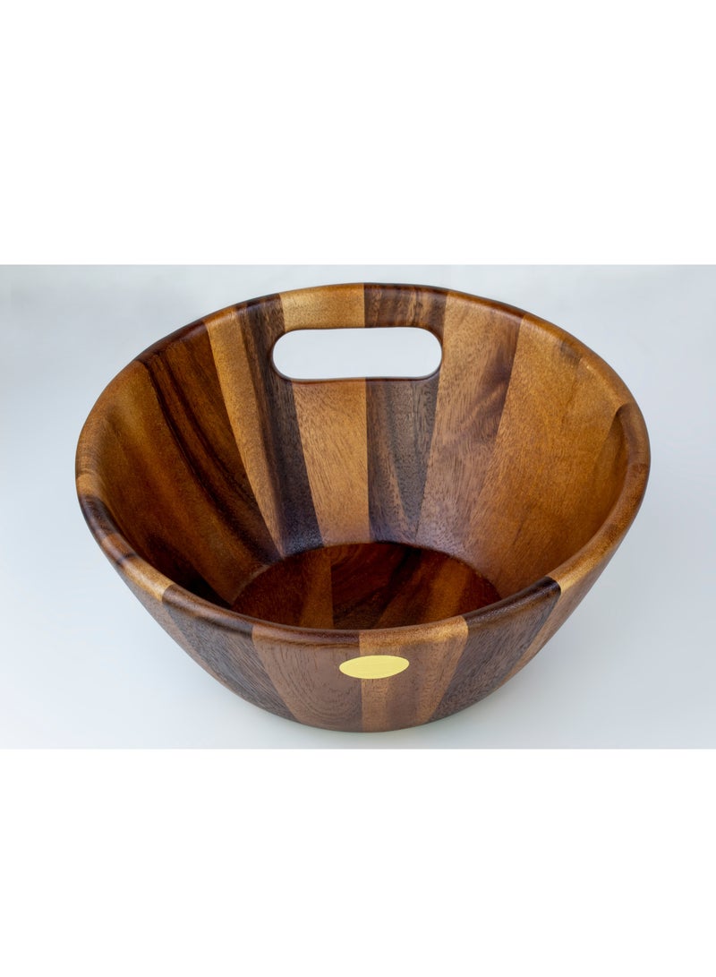 BILLI Wooden Slant Lip 29cm Wooden Bowl with Cut Out handle, Acacia wood - Image 3