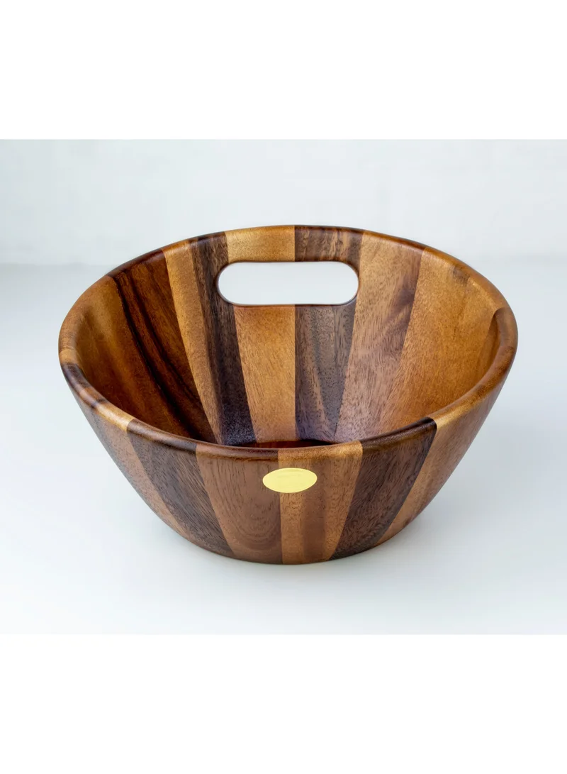 بيلي Wooden Slant Lip 29cm Wooden Bowl with Cut Out handle, Acacia wood