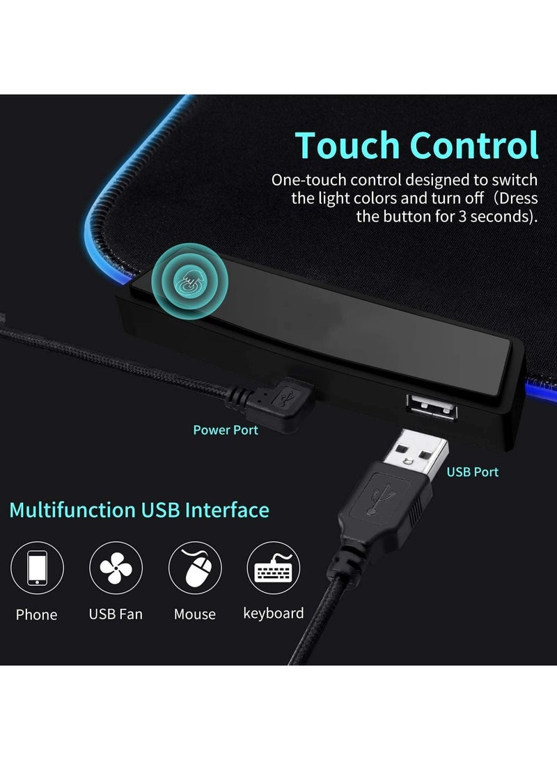 General RGB Gaming Mouse Pad, Extra Large LED Mouse Pad Non-slip rubber base, 14 lighting modes Computer keyboard pad, soft and waterproof surface, enhance your PC gaming experience  - Image 3