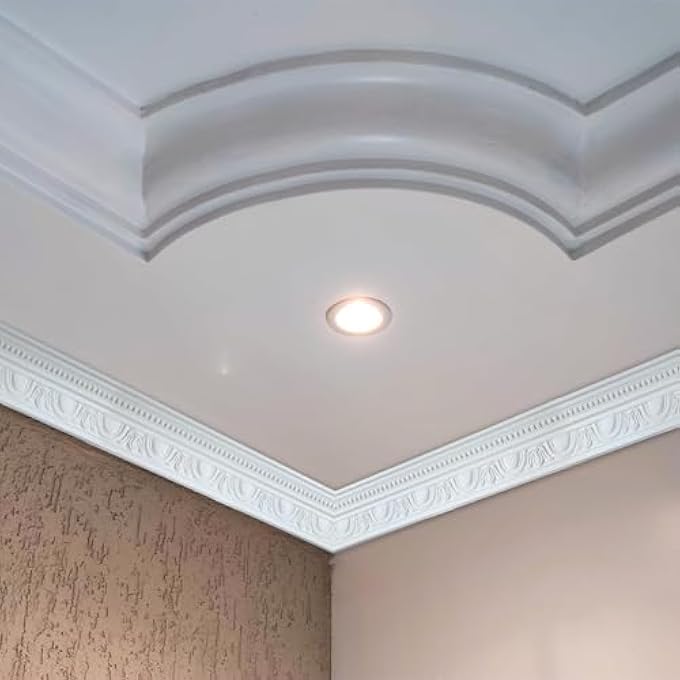 4 PCS CEILING CROWN MOLDING TRIM, 4.5 INCH FACE X 94.5 INCH LONG DECORATIVE CROWN MOULDING FOR WALL AND CEILING, GLUE INSTALLATION, LUXE HOME DECOR - Image 3