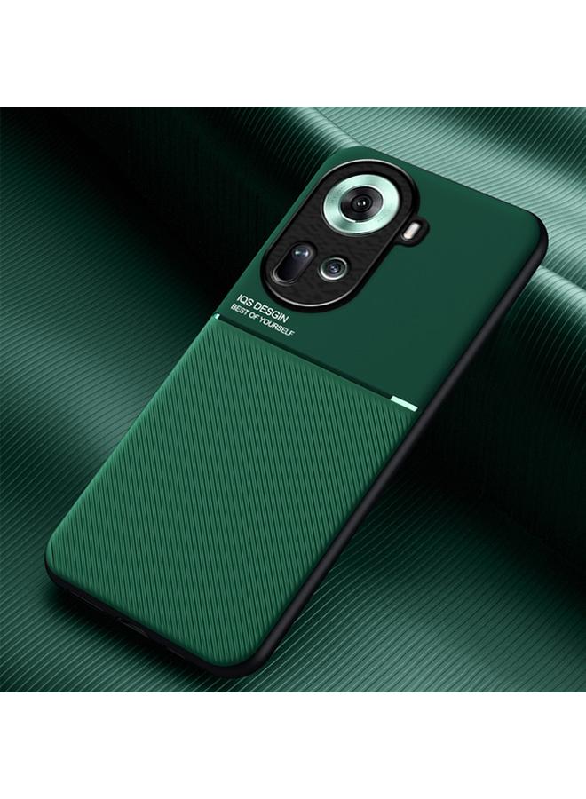 اس-توب جراب لهاتف OPPO Reno11 5G Global Classic Tilt Strip Grain Magnetic PC Hybrid TPU - Image 1