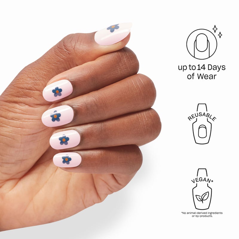 OPI On Point Blossom Sauce | Short Round Light Lavender with Blue Flower Nail Art Press On Nails | 24 Count with Glue | Long Lasting, Reusable, Non-damaging | Fall 2025 Shades - Image 2