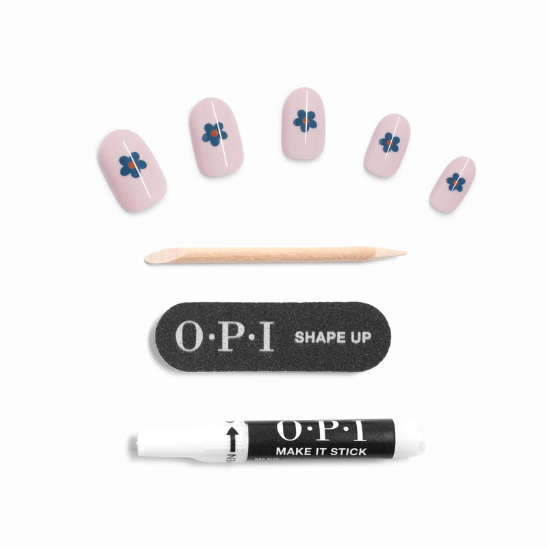 OPI On Point Blossom Sauce | Short Round Light Lavender with Blue Flower Nail Art Press On Nails | 24 Count with Glue | Long Lasting, Reusable, Non-damaging | Fall 2025 Shades - Image 5