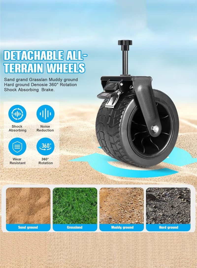 MOSH Heavy-Duty Large Folding Wagon Cart with 360° All-Terrain Big Wheels, 150 kg Capacity, Adjustable Handle, Aluminum Alloy Frame – Portable Utility Trolley for Beach, Camping, Shopping, and Outdoor Use - Image 3