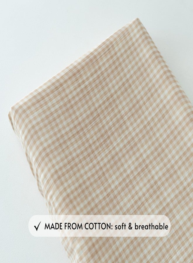 TISU Muslin Changing Pad Cover for Baby Girls Boys, Premium Soft Breathable Cotton in Gingham Pattern, Diaper Change Table Pad Cover (Beige Gingham) - Image 2