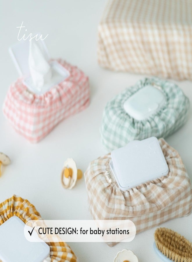 TISU Muslin Changing Pad Cover for Baby Girls Boys, Premium Soft Breathable Cotton in Gingham Pattern, Diaper Change Table Pad Cover (Beige Gingham) - Image 5