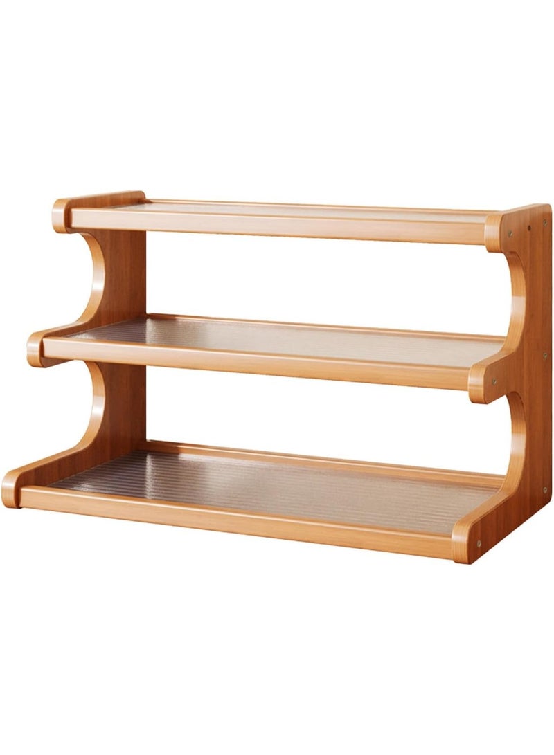 هومستر 3 طبقة كأس خشبية رف حامل كأس القهوة ، حامل كأس خشبية متدرجة عرض رايزر الوقوف رف كونتربوت تخزين التوابل للمطبخ ، قضبان القهوة ، الجرار ، التوابل - Image 5