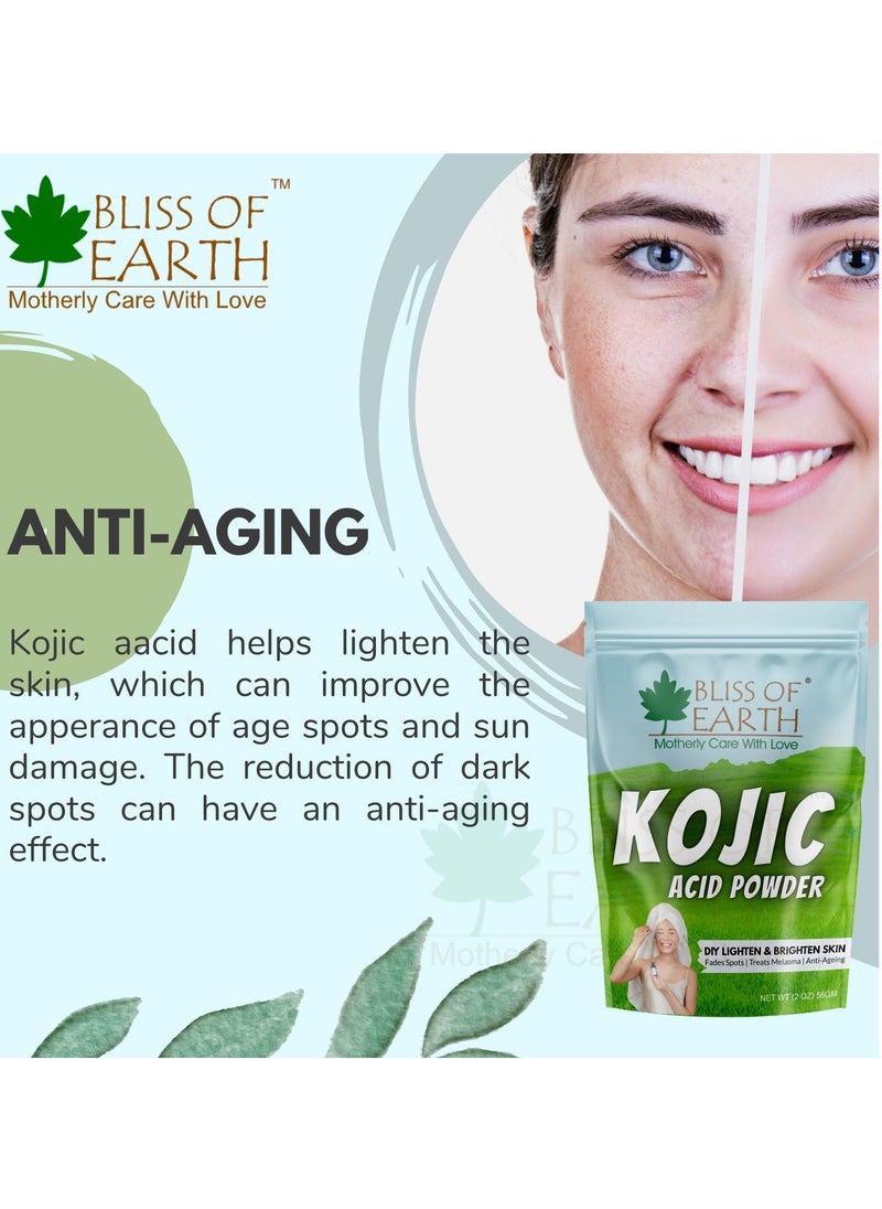 BLISS OF EARTH Bliss of Earth 2 oz Korean Kojic Acid Powder Original for Skin Whitening, Soap Making & DIY Products, 56GM  - Image 3