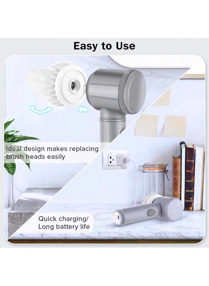 HOMESTAR Electric rotary scrubber - shower brush, bathroom electric scrubber, for cleaning bathtubs, floors, tiles, Windows, sinks, kitchen cleaning, with 6 electric cleaning brush heads - Image 3