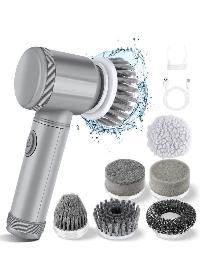 HOMESTAR Electric rotary scrubber - shower brush, bathroom electric scrubber, for cleaning bathtubs, floors, tiles, Windows, sinks, kitchen cleaning, with 6 electric cleaning brush heads - Image 1