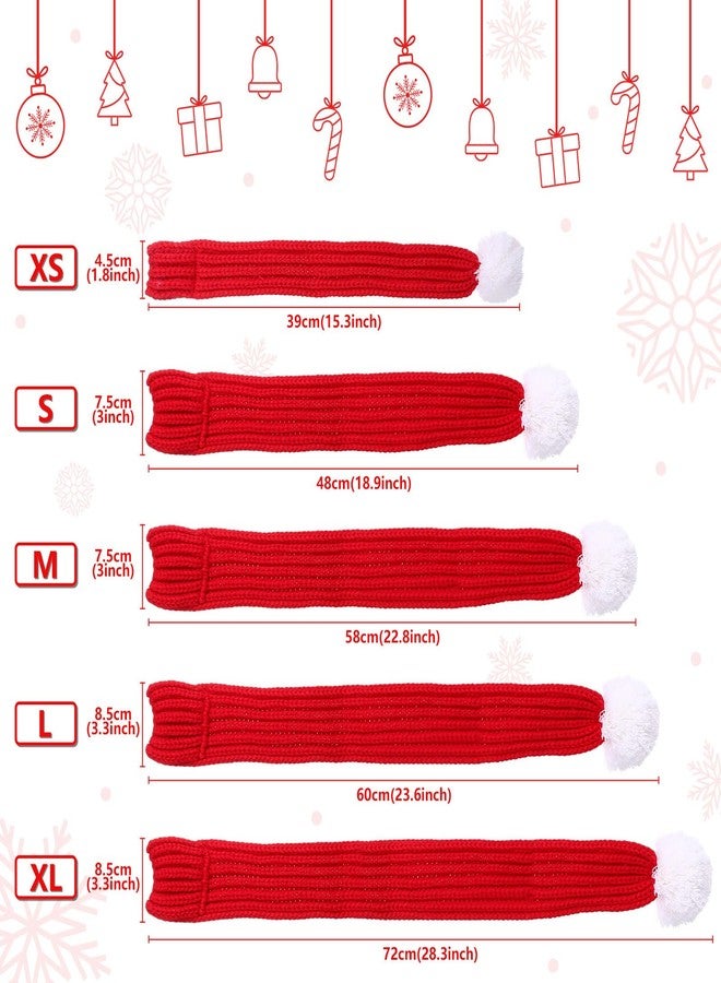 Naler Christmas Dog Scarf, Red Santa Scarf Winter Knitted Scarf Dog Cat Winter Neck Warmer for Christmas Party Favor Supplies(Large) - Image 3