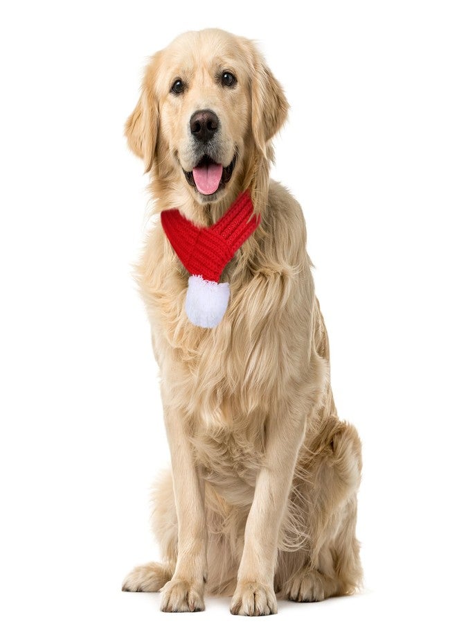 Naler Christmas Dog Scarf, Red Santa Scarf Winter Knitted Scarf Dog Cat Winter Neck Warmer for Christmas Party Favor Supplies(Large) - Image 1
