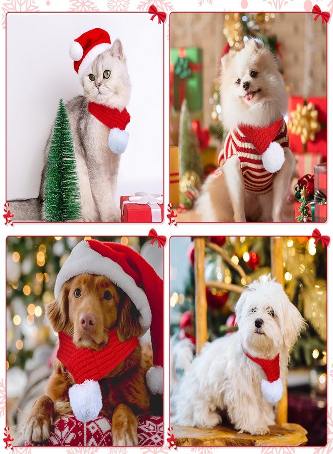 Naler Christmas Dog Scarf, Red Santa Scarf Winter Knitted Scarf Dog Cat Winter Neck Warmer for Christmas Party Favor Supplies(Large) - Image 2
