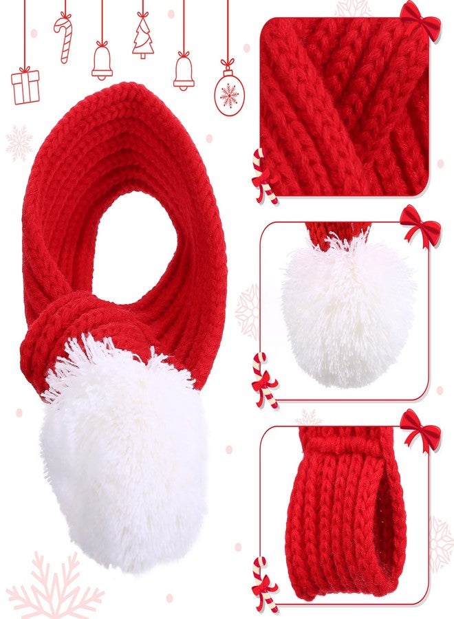 Naler Christmas Dog Scarf, Red Santa Scarf Winter Knitted Scarf Dog Cat Winter Neck Warmer for Christmas Party Favor Supplies(Large) - Image 4